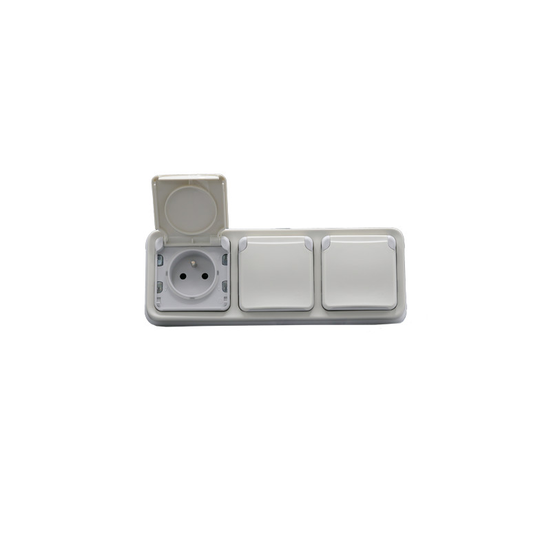 Prise De Courant 2P T Avec éclips De Protection Plexo Composable IP55 16a 250v Gris 069551