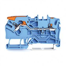 Bloc de jonction Bleu 2 conducteurs 6mm avec levier - WAGO 2106-5204