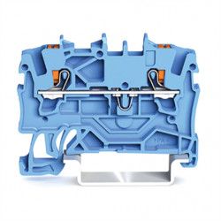 Bloc de jonction Bleu 2 conducteurs 2,5mm avec poussoir - WAGO 2201-1204