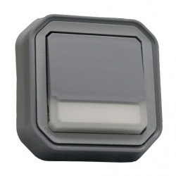 LEGRAND 069824L - Poussoir lumineux porte-étiquette Plexo Gris encastré complet