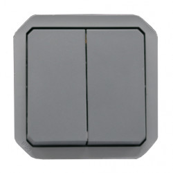 LEGRAND 069525L - Commande double étanche composable 3 fonctions Plexo Gris