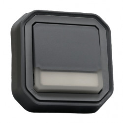 LEGRAND 069854L - Poussoir lumineux porte-étiquette Plexo Anthracite encastré complet