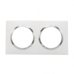 Plaque Dooxie Blanc avec bague Chrome 2 postes - LEGRAND 600842