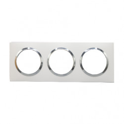 Plaque Dooxie Blanc avec bague Chrome 3 postes - LEGRAND 600843