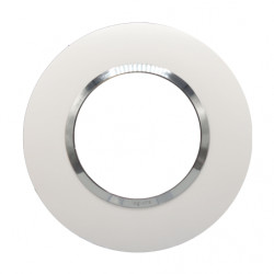 Plaque Dooxie ronde Blanc avec bague Chrome 1 poste - LEGRAND 600973