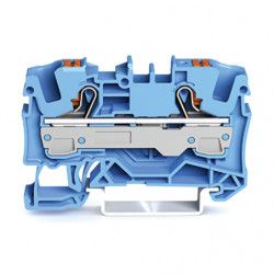 Bloc de jonction Bleu 2 conducteurs 6mm avec poussoir - WAGO 2206-1204