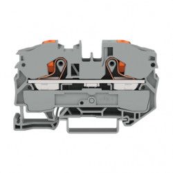Bloc de jonction Gris 2 conducteurs 16mm avec poussoir - WAGO 2216-1201
