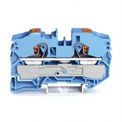 Bloc de jonction Bleu 2 conducteurs 16mm avec poussoir - WAGO 2216-1204