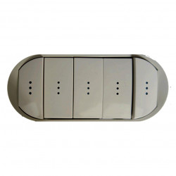LEGRAND 068320 - Enjoliveur 5 commandes avec voyant Titane Céliane - FC