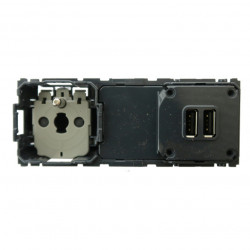 LEGRAND 067106 - Prise 2P+T et double chargeur USB Type A Céliane