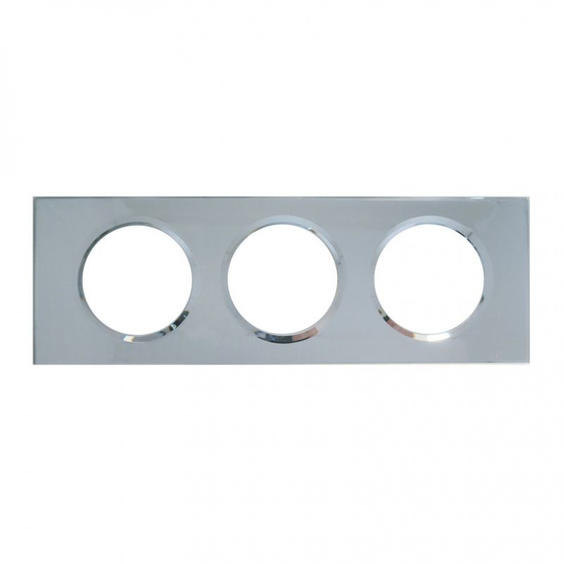 Plaque Triple Verre Miroir Legrand Céliane – Entraxe 71mm, Finition Inox, 069123