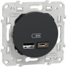Chargeur USB Odace Anthracite double Type A et C - SCHNEIDER S540401