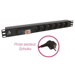 Bandeau PDU 6 prises + disjoncteur 16A 30MA 19 Pouces - SOCAMONT 71330