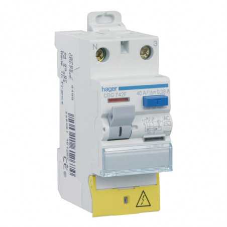 Interrupteur différentiel Hager 40A 30mA Type-Ac 2P à vis - CDC742F
