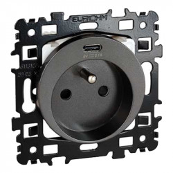 Square Prise + chargeur double USB type-C 2,1A - EUROHM 60355