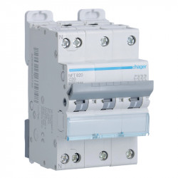 Disjoncteur Hager 3P+N à vis 6-10kA Courbe C 20A - NFT820