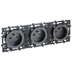 Square Prise de courant triple 2P+T 16A Anthracite - EUROHM 60387