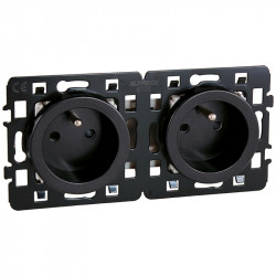 Square Prise de courant double 2P+T 16A Anthracite - EUROHM 60363