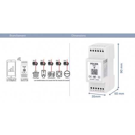 Ecocompteur RT2012 - RE2020 connecté WIFI 5 postes  - POLIER MM5E5C