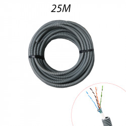 Gaine électrique Préfilée ICTA20mm + câble RJ45 Cat6FTP  - Couronne de 25ml
