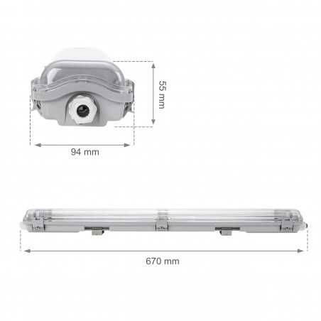 Réglettes IP65 65cm avec 2 tubes LED 8,5W 4000k - SPECTRUM SLI028014