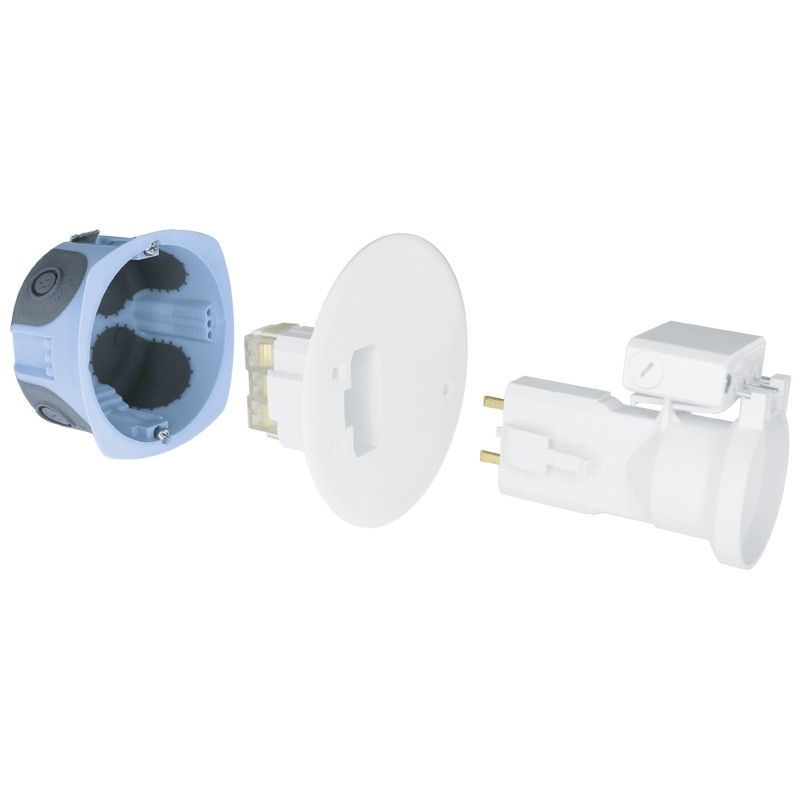 Lot De 3 Boîtiers DCL Debflex - Pour Installation Luminaire Au Plafond/mur, Avec Douille, Fiche Et Crochet (blanc)