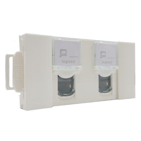 Double prise RJ45 Blanc pour Goulotte