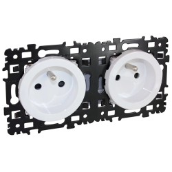 Prise de courant Square blanc double 2P+T 16A - EUROHM 60263