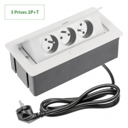 Bloc multiprises bureau encastrable 3 prises Blanc