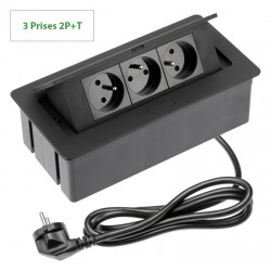 Bloc multiprises bureau encastrable 3 prises Noir