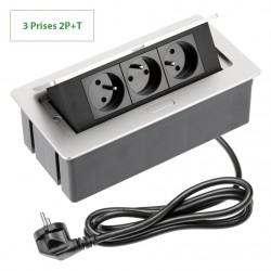 Bloc multiprises bureau encastrable 3 prises Alu