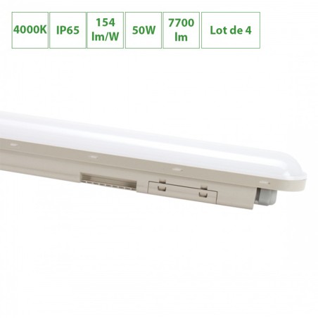 Lot de 4 Réglette LED étanche IP65 120cm