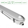 Lot de 4 réglette LED étanche 150cm puissance ajustable