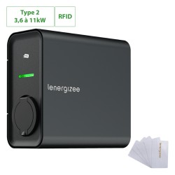 Borne recharge RFID voiture électrique réglable de 3,6 à 11 kW Prise Type 2 - LENERGIZEE 422508