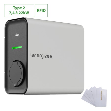 Borne recharge RFID voiture électrique réglable de 7,4 à 22 kW Prise Type 2
