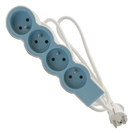 Rallonge Multiprise 4 prises 2P+T 16A Bleu et Blanc