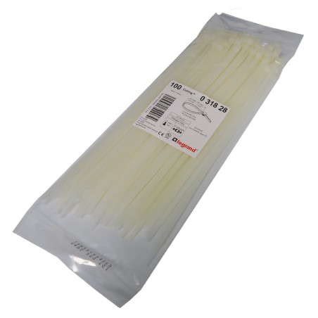 Sachet de 100 colliers Colring incolore à denture extérieure largeur 4,6mm et longueur à plat 280mm