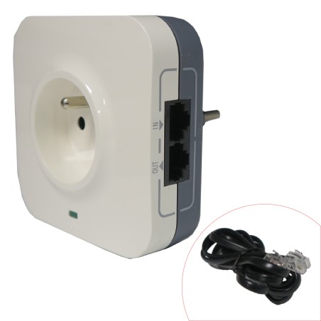 Prise protégée 2P+T + 2 prises RJ45 avec parafoudre