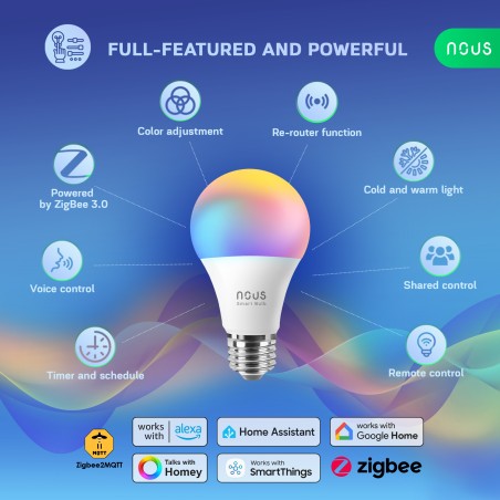 Ampoule Connecté Zigbee dimmable LED E27 RGB 9W 810 lumens