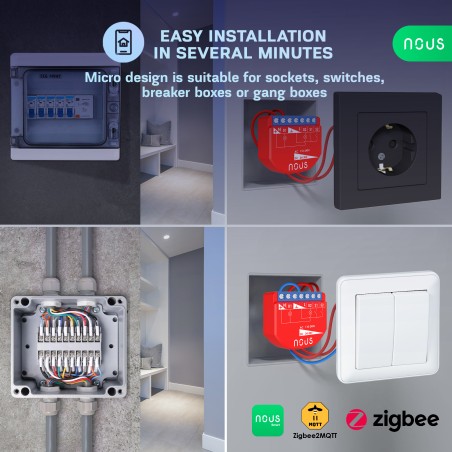 Micromodule ZigBee 3.0 2 sorties ON/OFF 16A + mesure de consommation