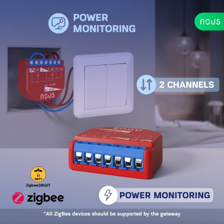 Micromodule ZigBee 3.0 2 sorties ON/OFF 16A + mesure de consommation