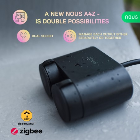 Prise double Connecté extérieur Zigbee 16A avec mesure de consommation