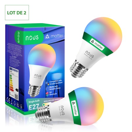 Ampoule Connecté Zigbee dimmable LED E27 RGB 9W 810 lumens LOT de 2pcs