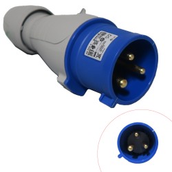 Fiche monophasé male 32A 1P+N+T 250V - 3 Broches IP44 - LEGRAND 555234