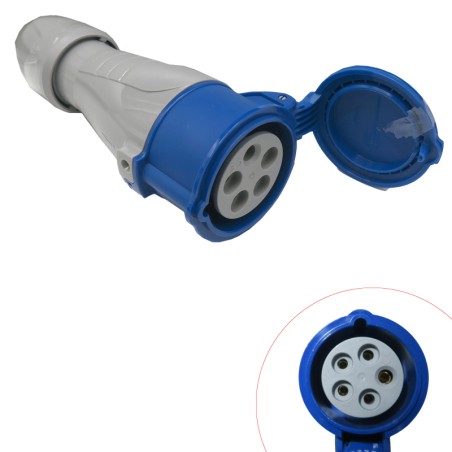 Fiche tétrapolaire femelle 16A 3P+N+T 250V - 5 broches IP44
