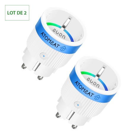 Prise Connecté WIFI TASMOTA 10A pré-installé lot de 2
