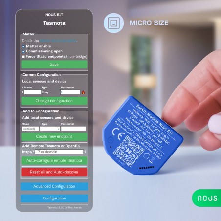 Micromodule Volet roulant WIFI TASMOTA 1 sortie