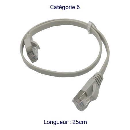 Cordons RJ45 plats Cat 6 FTP 25cm