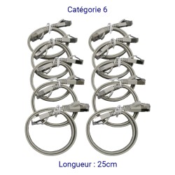 Cordons RJ45 plats Cat 6 FTP 25cm - OLTRIX Lot de 10 pcs
