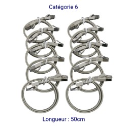Cordons RJ45 plats Cat 6 FTP 50cm - OLTRIX Lot de 10 pcs